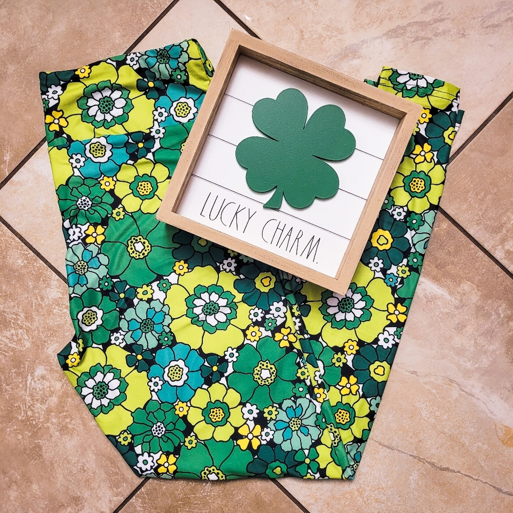 Lucky Floral Custom Leggings St Patrick's Day Paddy's Patty's Green
